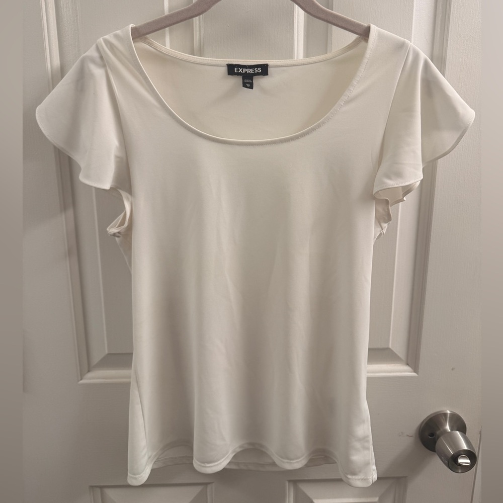 Express Women's White Short Sleeve Top